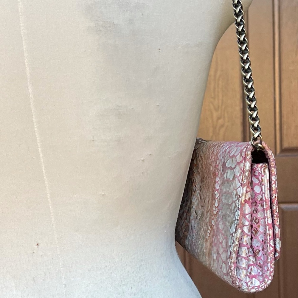 Inge Christopher Mauve Snake-Embossed Clutch Hand… - image 5